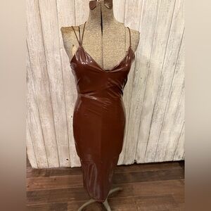 SHEIN Glossy Brown Dress